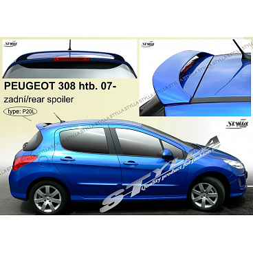 Peugeot 308 htb. 2007+ zadný spojler (EÚ homologácia) Peugeot 308 htb. 2007+ zadný spojler (EÚ homologácia)