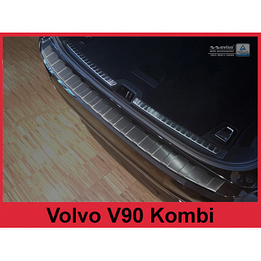 Nerez kryt- čierna ochrana prahu zadného nárazníka Volvo V 90 kombi 2016+ Nerez kryt- čierna ochrana prahu zadného nárazníka Volvo V 90 kombi 2016+