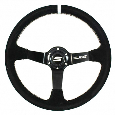 Športový volant WRC 350 mm čierny semiš / strieborný šev Športový volant WRC 350 mm čierny semiš / strieborný šev