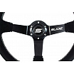 Športový volant WRC 350 mm čierny semiš / strieborný šev
