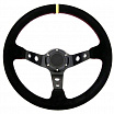 Športový volant WRC čierny semiš 350 mm (červený steh)