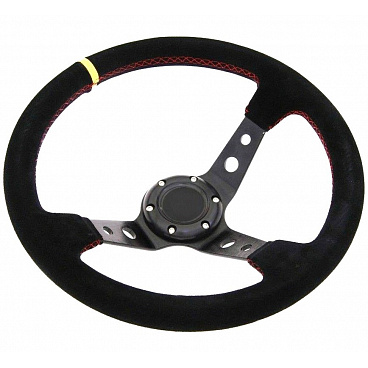 Športový volant WRC čierny semiš 350 mm (červený steh) Športový volant WRC čierny semiš 350 mm (červený steh)
