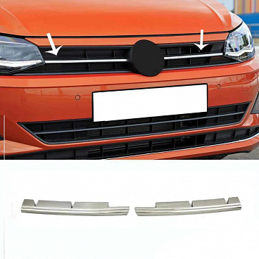 Nerez stredná lišta prednej masky VW Polo VI htb 2017+ Nerez stredná lišta prednej masky VW Polo VI htb 2017+
