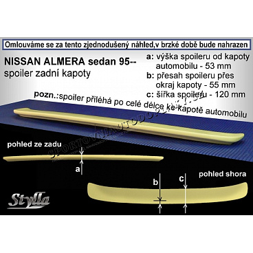 NISSAN ALMERA SEDAN (95-00) spoiler zad. kapoty NA5L NISSAN ALMERA SEDAN (95-00) spoiler zad. kapoty NA5L