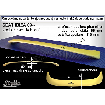 SEAT IBIZA (03+) spojler chrbta. dverí hornej (EU homologácia) SEAT IBIZA (03+) spojler chrbta. dverí hornej (EU homologácia)