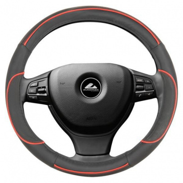 Poťah na volant - čierna s červenou linkou M