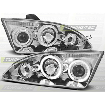 Ford Focus MK2 2004-08 predné číre svetlá Angel eyes chrome (LPFO13)