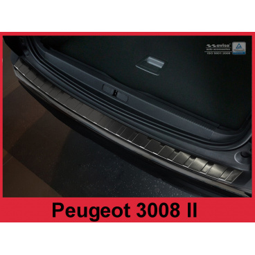 Nerez kryt-čierna ochrana prahu zadného nárazníka Peugeot 3008 II 2016-17 Nerez kryt-čierna ochrana prahu zadného nárazníka Peugeot 3008 II 2016-17