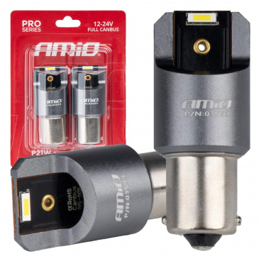 LED žiarovky FULL CANBUS PRO BA15S P21W 2x1860SMD biele 12V 24V AMIO-03593
