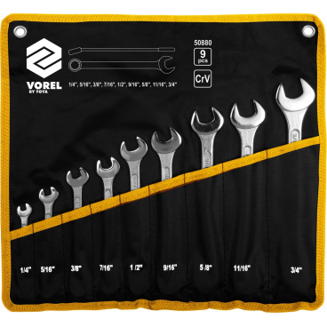 Súprava kľúčov očkoplochých 9 ks 1/4" - 3/4"