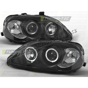 Honda Civic 1999-01 Predné číre svetlá Angel Eyes black (LPHO07)
