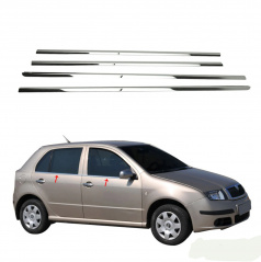 Škoda Fabia I nerez chróm spodné lišty bočných okien Omtec