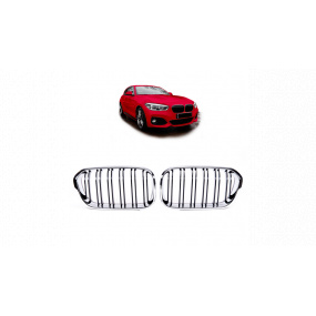 Gril BMW 1 F20 F21 Facelift dvojité rebrovanie Chróm & Čierna