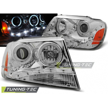 Chrysler Jeep Grand Cherokee 1999-05.2005 predné číre svetlá daylight LED chrome (LPCH17) Chrysler Jeep Grand Cherokee 1999-05.2005 predné číre svetlá daylight LED chrome (LPCH17)