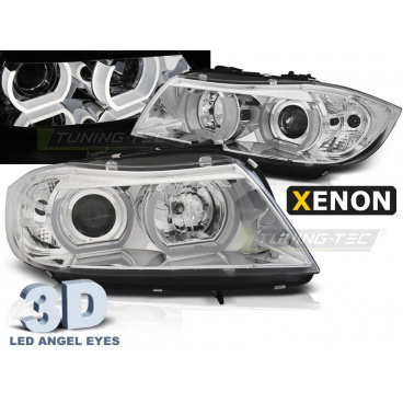 BMW E90, E91 03.2005-08.2008 predné číre svetlá 3D U-Type chrome HID (LPBMI5)