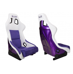 Športové kreslo SLIDE KS2 Premium Biela Fialová Velúr & Fialový Trblietky