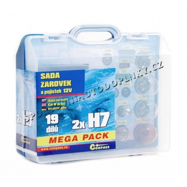 Žiarovky náhradné 12V servisný box Mega H7 + H7 + poistky