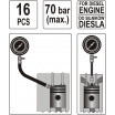 Súprava na meranie kompresného tlaku v dieselových motoroch 16ks