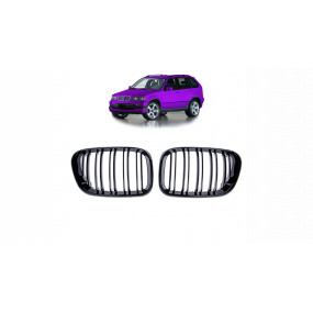 Gril BMW X5 E53 dvojité rebrovanie Lesklá čierna
