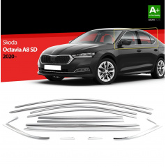 Nerez obloženie okien Škoda Octavia Iv sedan 2020+ 12 ks
