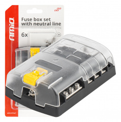 Skrinka na poistky s negatívnou lištou skrutkové konektory 6 zásuviek AMIO-03833