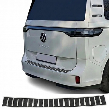 Nerezový kryt + karbónová fólia hornej hrany zadného nárazníka VW ID. Buzz 2022+ Nerezový kryt + karbónová fólia hornej hrany zadného nárazníka VW ID. Buzz 2022+