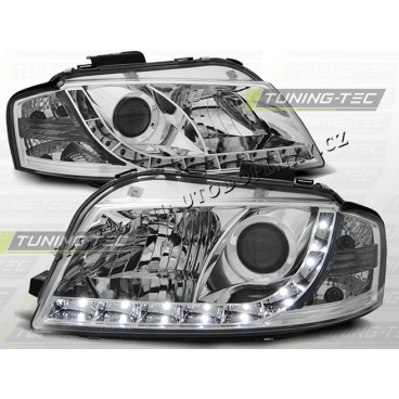 AUDI A3 (8P) 2003-08 Predné číre svetlá DAYLIGHT LED CHROME (LPAU43)