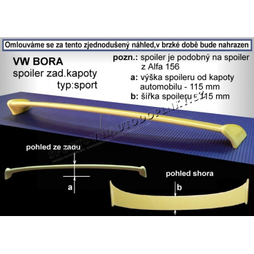 Volkswagen Bora (98+) spoiler zadnej kapoty (EÚ homologácia) Volkswagen Bora (98+) spoiler zadnej kapoty (EÚ homologácia)