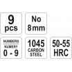 Razidlá číselné 8 mm 9 ks 0-9