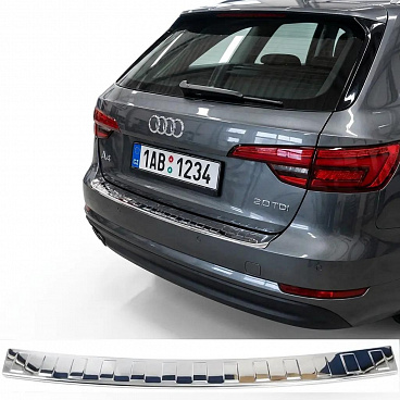 Nerezový leštený kryt hornej hrany zadného nárazníka Audi A4 kombi 8W 2015-24