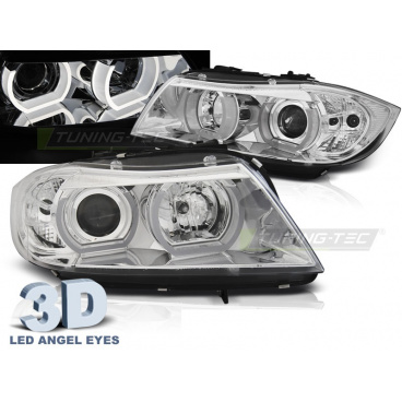 BMW E90, E91 03.2005-08.2008 predné číre svetlá 3D U-Type chrome (LPBMI3) BMW E90, E91 03.2005-08.2008 predné číre svetlá 3D U-Type chrome (LPBMI3)