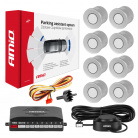 Parkovací systém s akustickou signalizáciou 8 strieborných senzorov (predok + zadok)