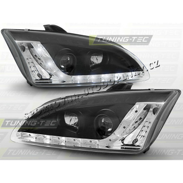Ford Focus MK2 2004-08 predné číre svetlá daylight LED black (LPFO19)