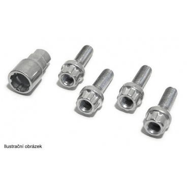 Poistné skrutky kolies M12x1,50x26mm guľové sedlo (C) 4ks + kľúč Poistné skrutky kolies M12x1,50x26mm guľové sedlo (C) 4ks + kľúč