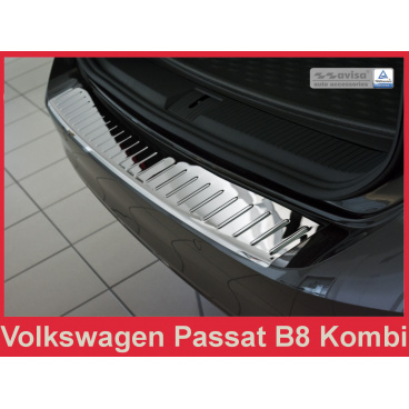 Nerez kryt chróm ochrana prahu zadného nárazníka Volkswagen Passat B8 kombi 2014+ Nerez kryt chróm ochrana prahu zadného nárazníka Volkswagen Passat B8 kombi 2014+