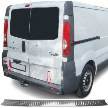 Nerez leštený kryt hornej hrany zadného nárazníka R. Trafic, O. Vivaro, N. Primastar 2001-14