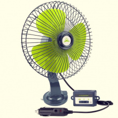 Regulovateľný ventilátor 12V 20 cm do zapaľovača s uchytením na sklo