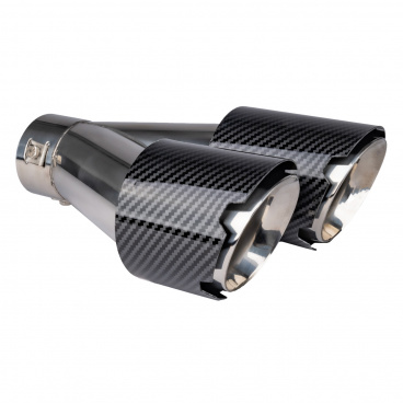 Nerezová koncovka výfuku dual 2x89 mm v imitácii karbónu ľavá