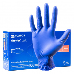 Nitrilové rukavice modré Mercator Nitrylex Basic veľkosť L 100 ks.