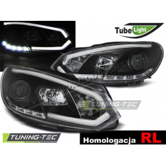 VW Golf 6 10.2008- predné číre svetlá LED Tube Lights black (LPVWI5)