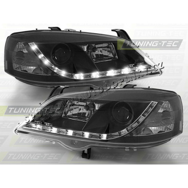 OPEL ASTRA G 1997-04 PŘEDNÍ ČÍRÁ SVĚTLA DAYLIGHT LED BLACK OPEL ASTRA G 1997-04 PŘEDNÍ ČÍRÁ SVĚTLA DAYLIGHT LED BLACK