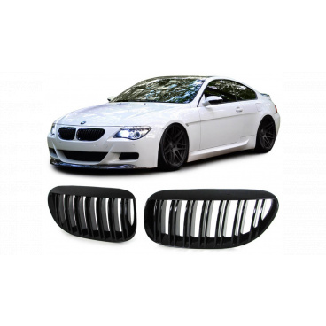 Mriežka BMW 6 E63 E64 dvojité rebrovanie Lesklá čierna