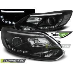 Ford Focus MK3 2011- predné číre svetlá Tube lights black (LPFO57)