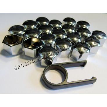 Chróm kryty skrutiek 20 ks (vnútorný priemer 19 mm) Chróm kryty skrutiek 20 ks (vnútorný priemer 19 mm)