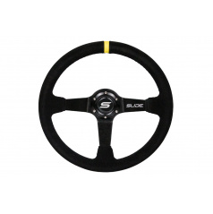 Športový volant WRC čierny semiš Yellow Strip 350 mm