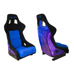 Športové kreslo SLIDE KS2 Premium Čierne & Prešívaný Modrý Velúr Fialovo-Modrý Trblietky