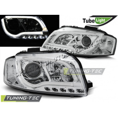 AUDI A3 8P 05.2003-03.2008 Predné číre svetlá LED TUBE LIGHTS CHROME (LPAU97)