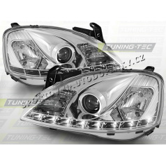 OPEL CORSA C 2000-06 PREDNÉ ČÍRA SVETLÁ DAYLIGHT LED CHROME (LPOP43)