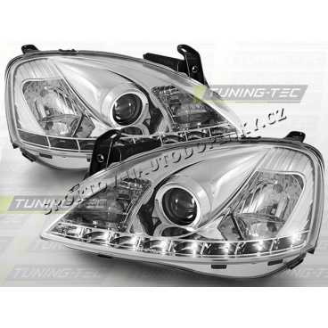 OPEL CORSA C 2000-06 PREDNÉ ČÍRA SVETLÁ DAYLIGHT LED CHROME (LPOP43)