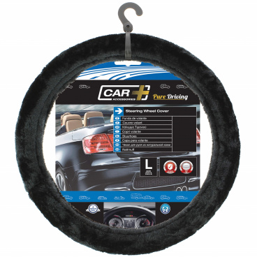 Poťah na volant čierny chlpatý 37-39 cm (veľká hustota vlákna)